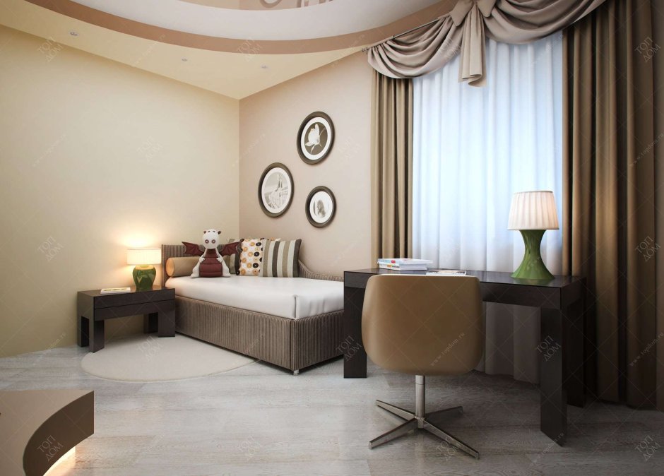 Светлая комната с темной мебелью