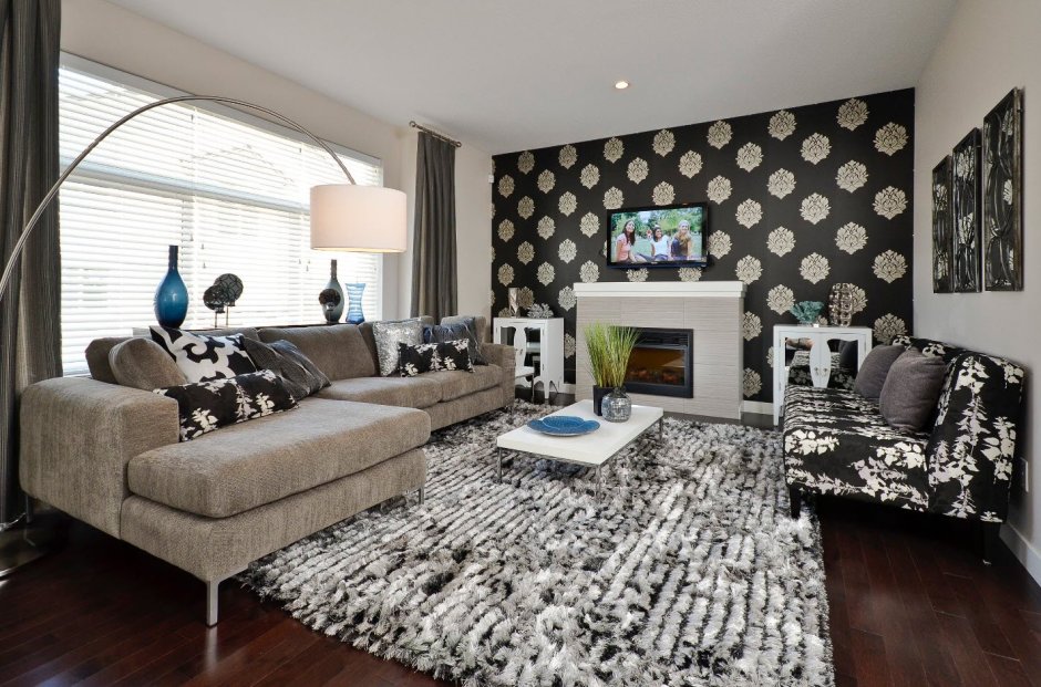 Гостиная в черно белом цвете