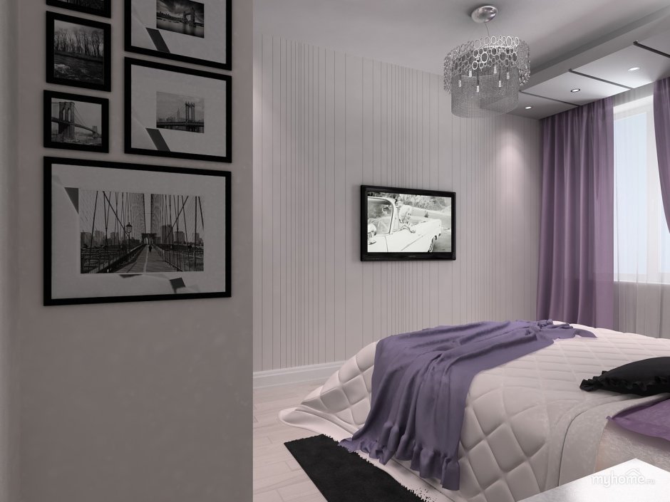 Комната в серо сиреневых тонах
