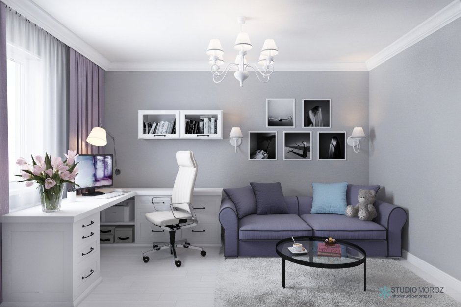 Кабинет в серых тонах