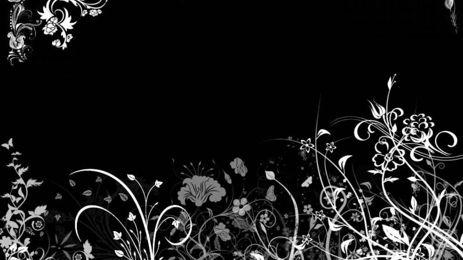 Цветочный узор на черном фоне