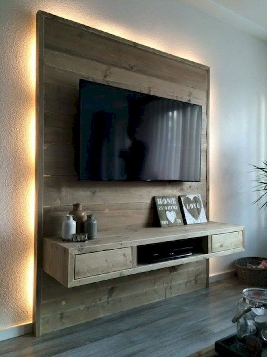 Деревянное панно под телевизор