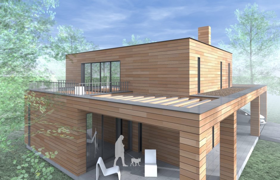 Дом с плоской крышей монолит 170 м