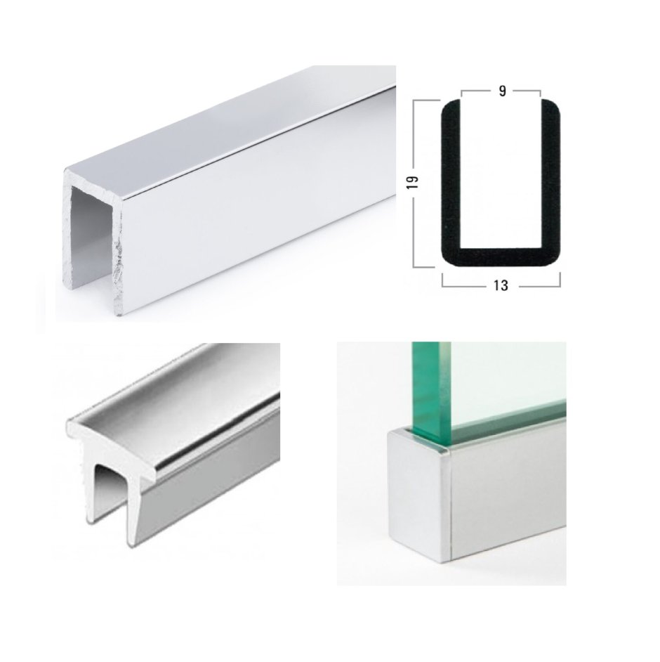 Опорный профиль для стекла 10мм самоклеющийся