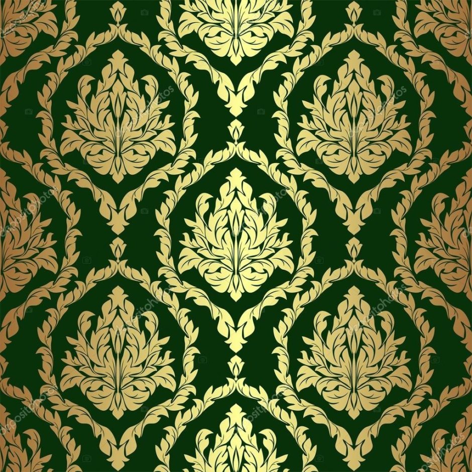 Ткань зеленая с золотом