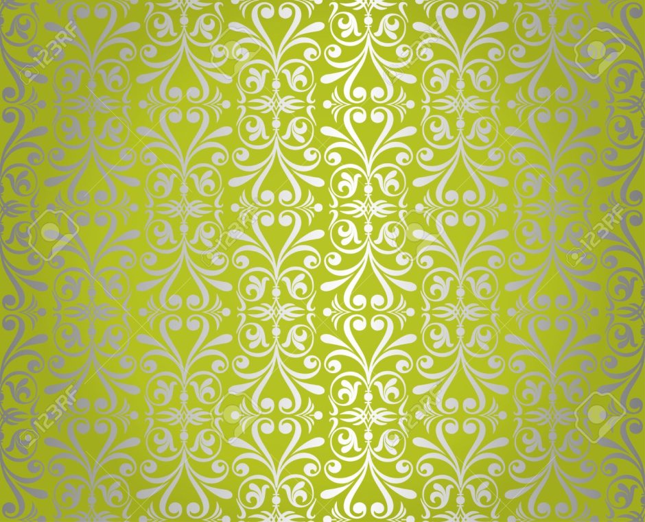 Обои зеленые с золотом для стен