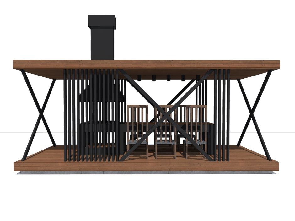 Беседка на сваях с барбекю