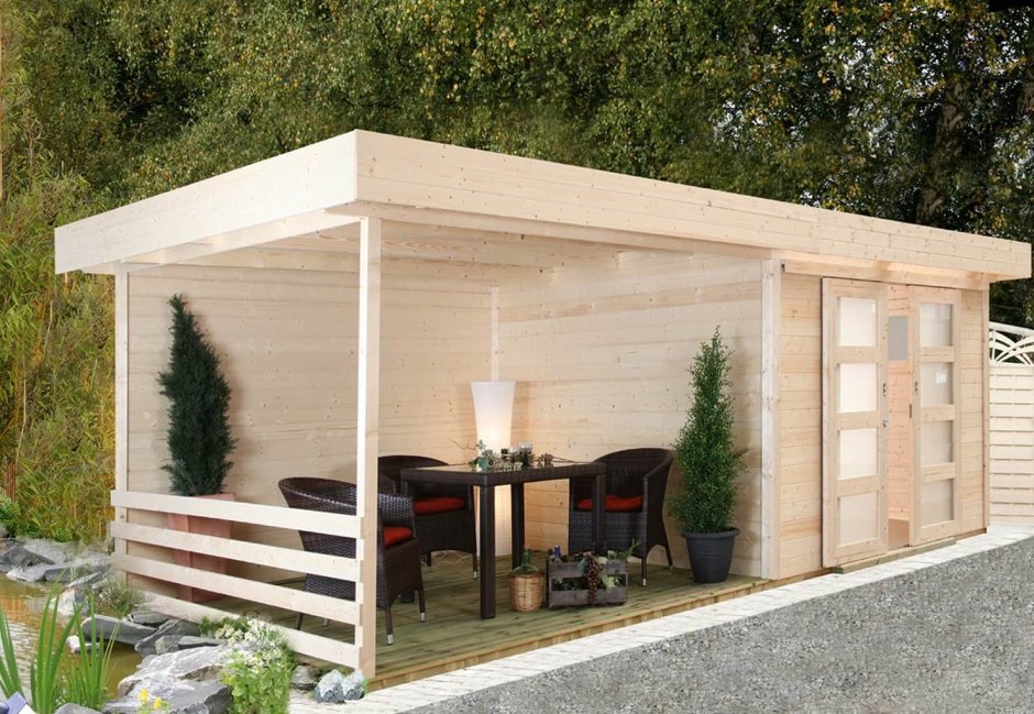 Сарай с навесом для отдыха