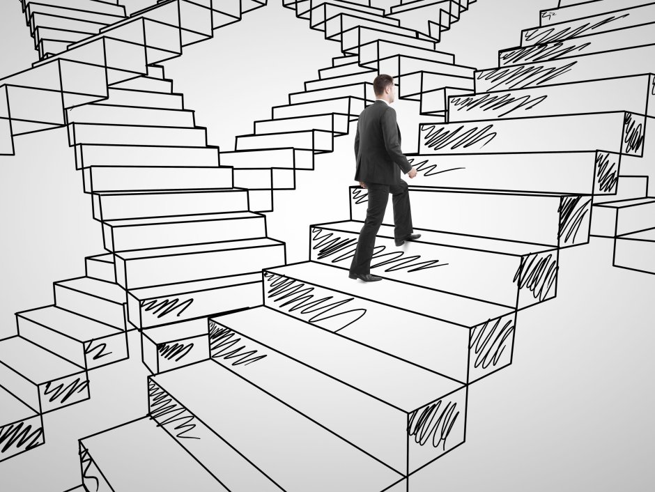 Человек лестница вверх и вниз