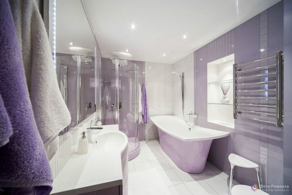 Ванная в светло сиреневых тонах