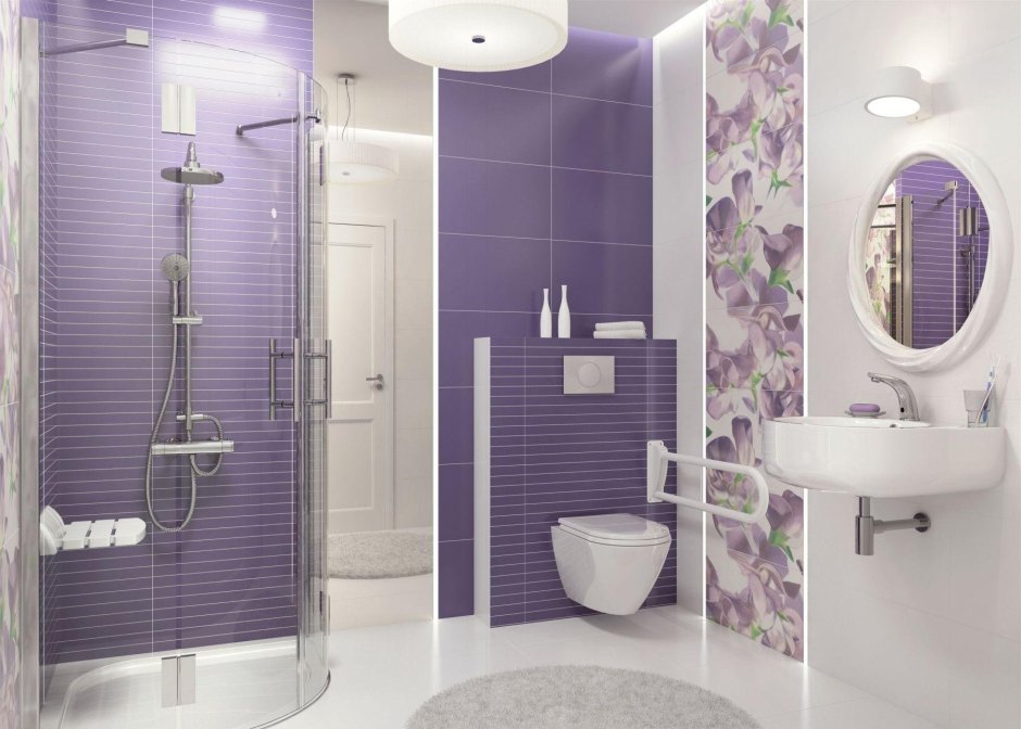 Ванная комната в сиреневых тонах