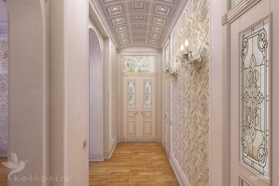 Прихожая узкая с колоннами