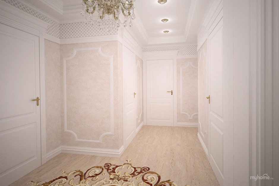 Молдинги для стен в интерьере прихожей