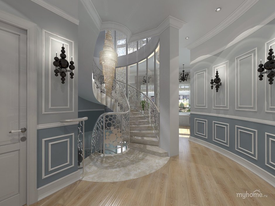 Холл с молдингами