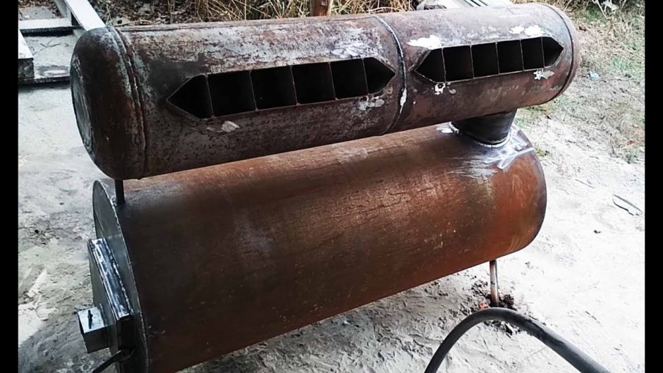 Печь-буржуйка длительного горения из газового баллона