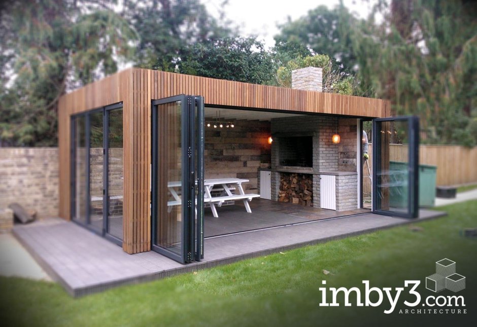 Современные беседки с плоской крышей