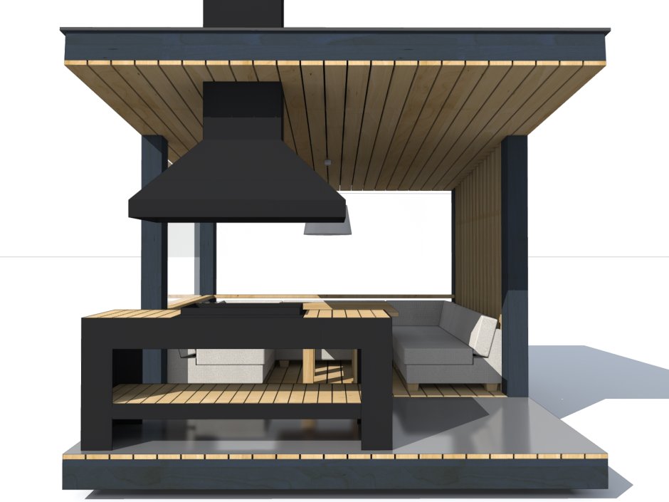 Беседка барбекю в стиле Райта