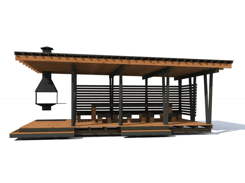 Закрытая веранда с мангалом