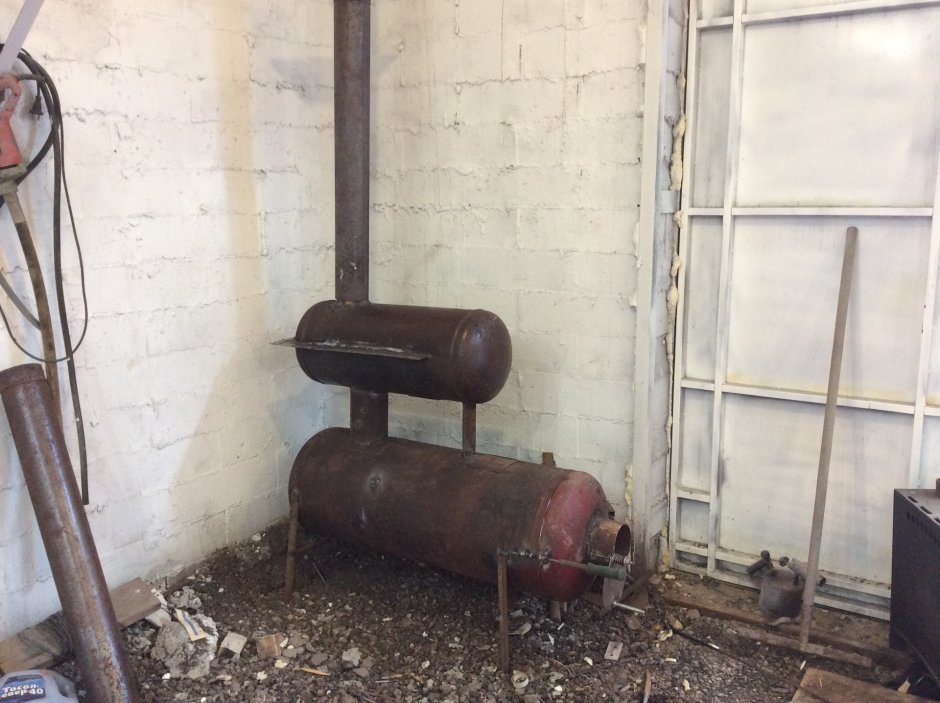 Печь из газового баллона в гараж