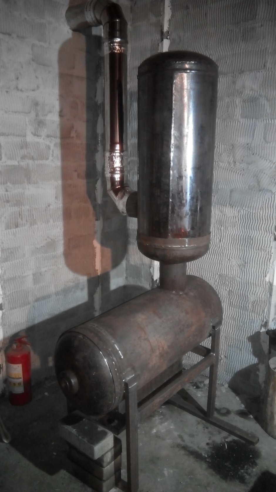 Печь для гаража с газбалона с теплообменником