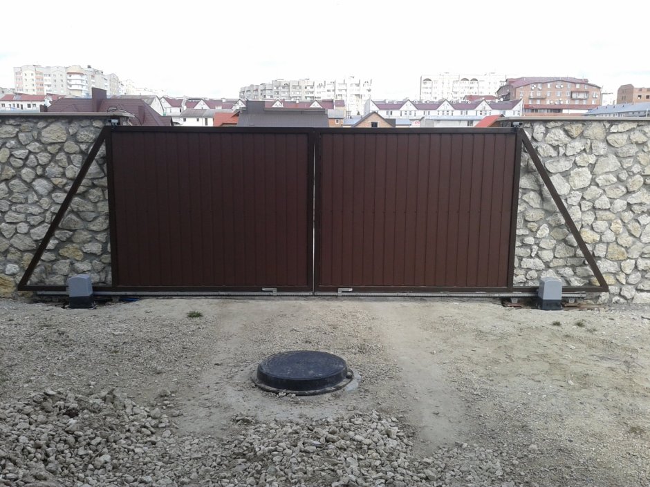 Откатные ворота 2 створки