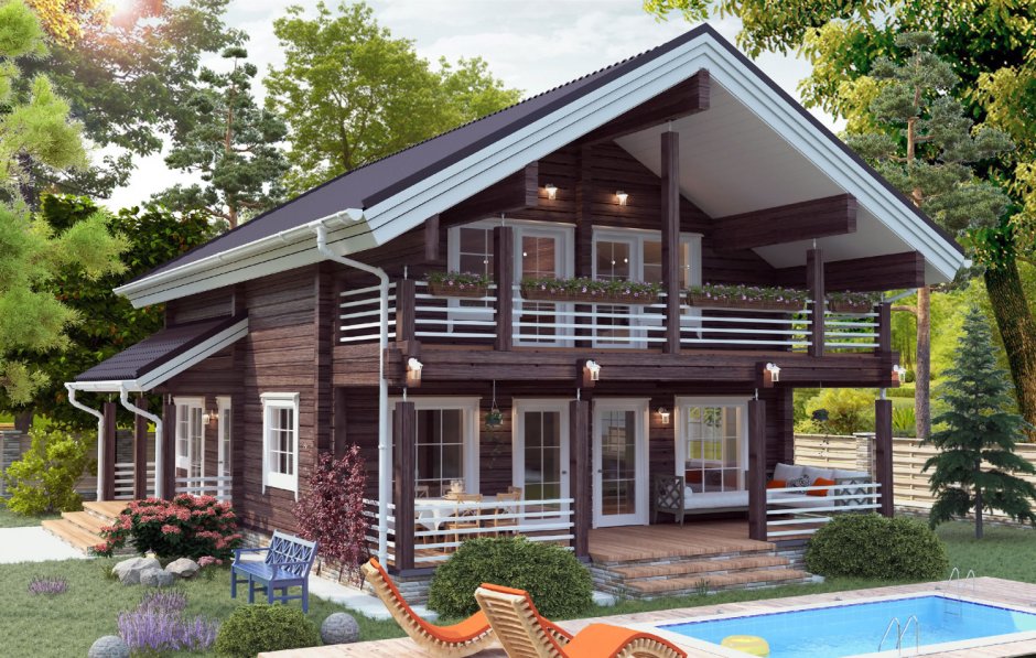 Дома из клееного бруса 150м2 Скандинавский