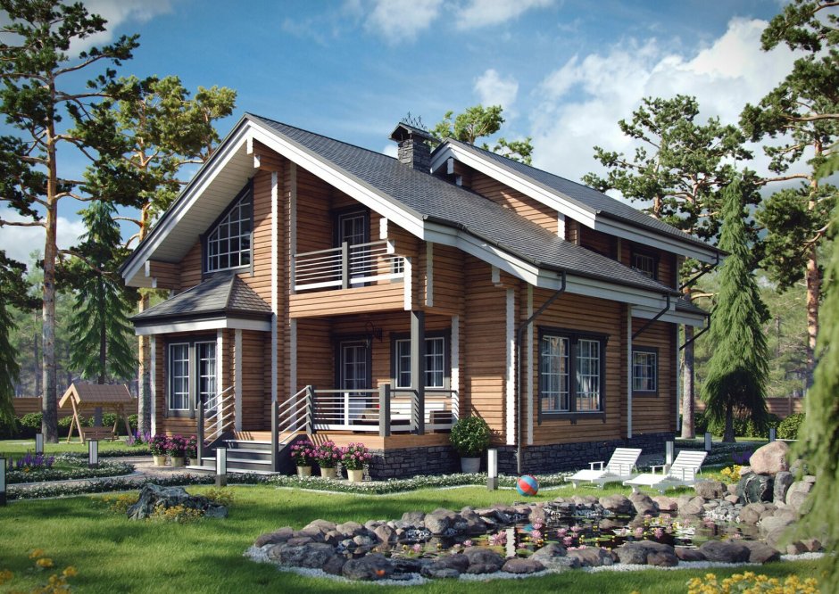 Дом из клееного бруса Модерн