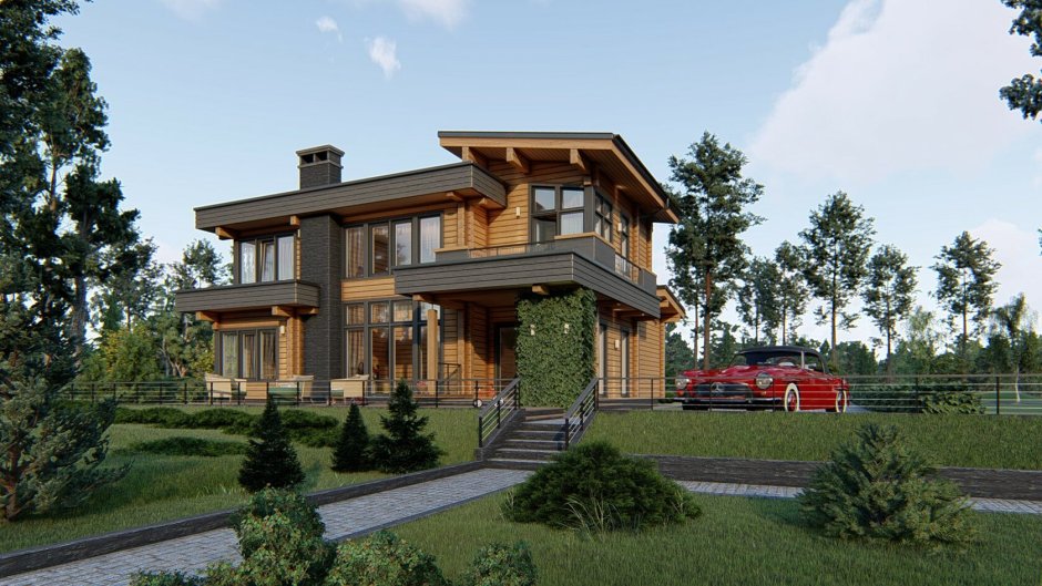 Загородный дом из клееного бруса 200 кв.м