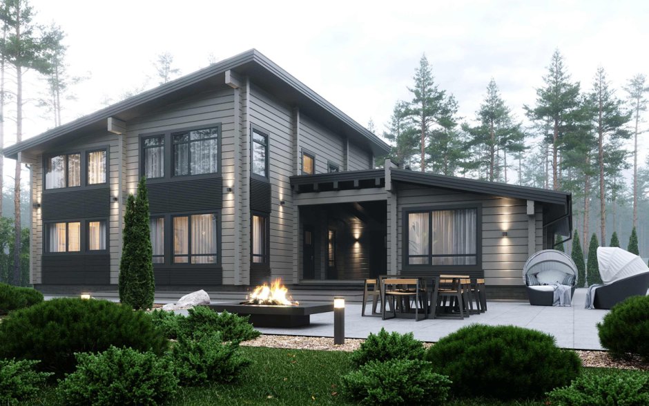 Дом из бруса с гаражом