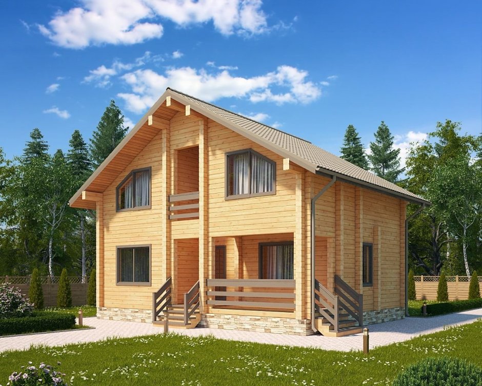 Дом с панорамными окнами двухэтажный