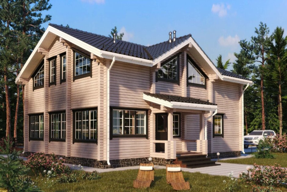 Двухэтажный дом из клееного бруса