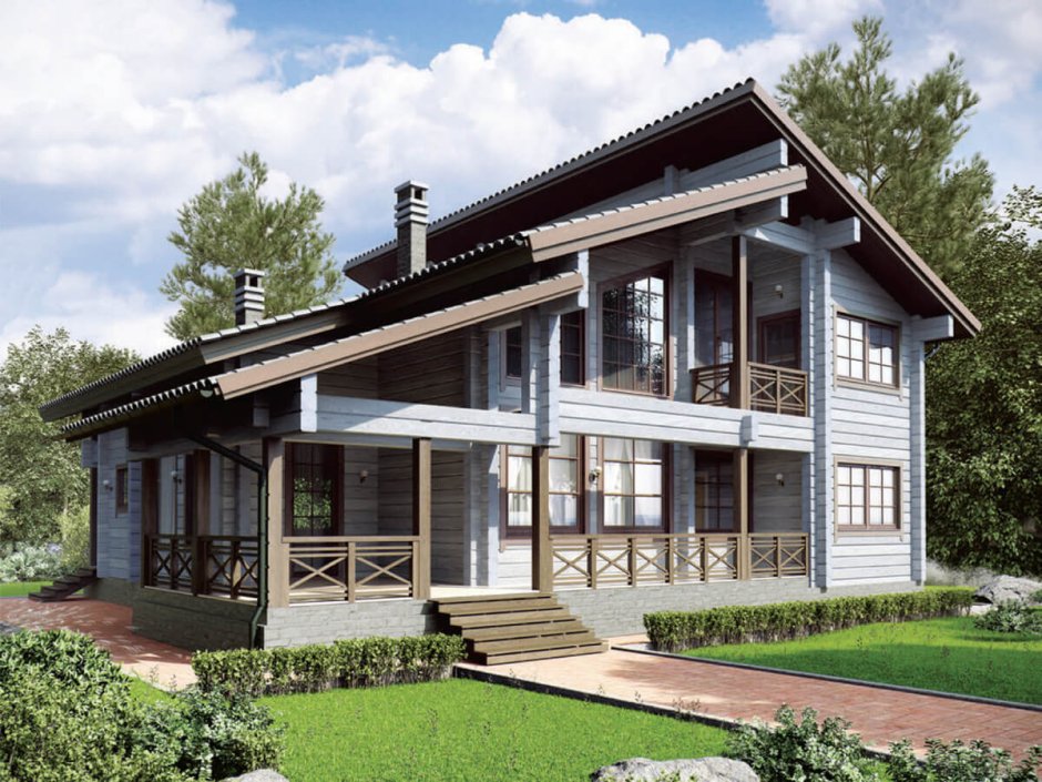 Дома из клееного бруса 150м2 Скандинавский