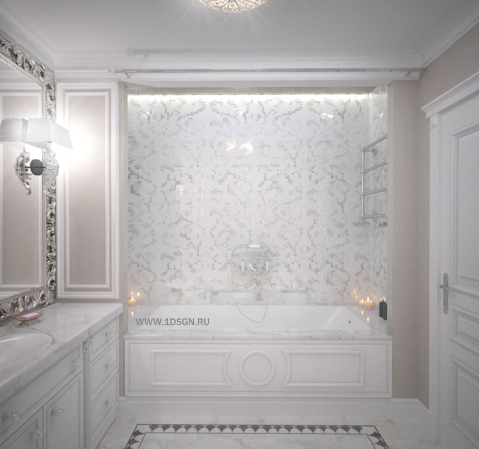 Молдинги в интерьере ванной