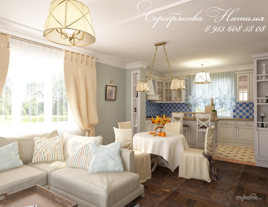 Интерьер кухни-гостиной в стиле Прованс