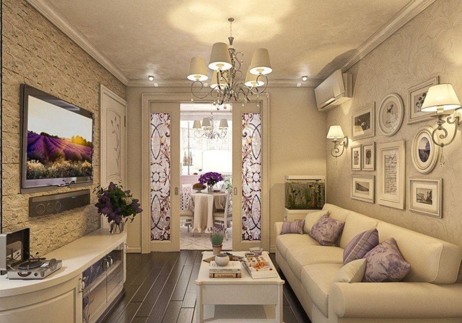 Прованс в хрущевке гостиная