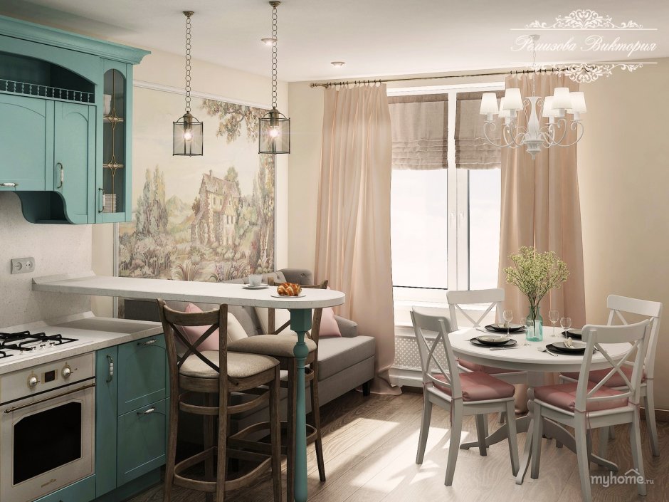 Кухня гостиная Прованс