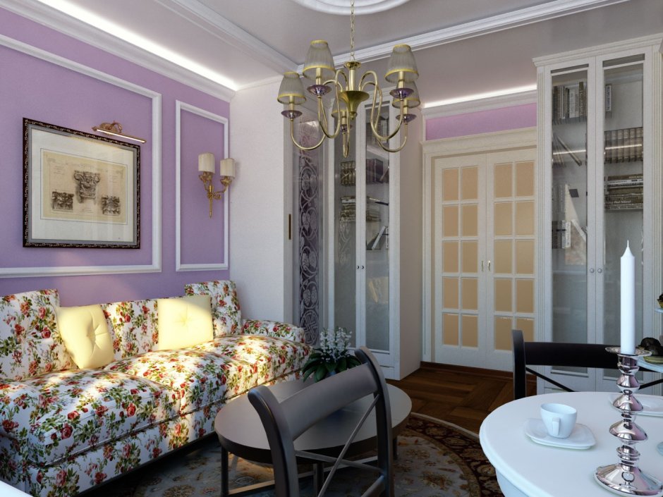 Интерьер гостиной классика Прованс