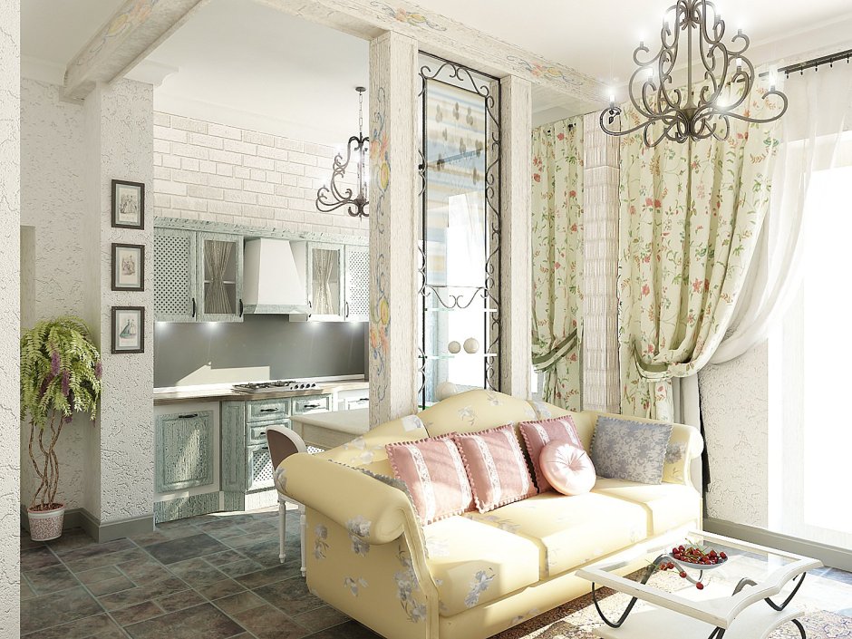 Гостиная 12 кв в стиле Прованс
