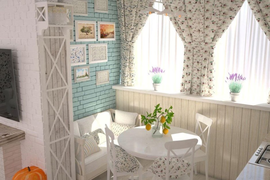 Кухня 10кв.м. с балконом в стиле Прованс