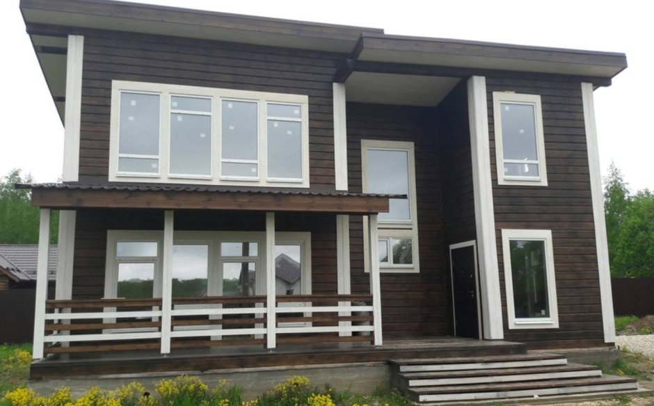 Фасад дома имитация бруса