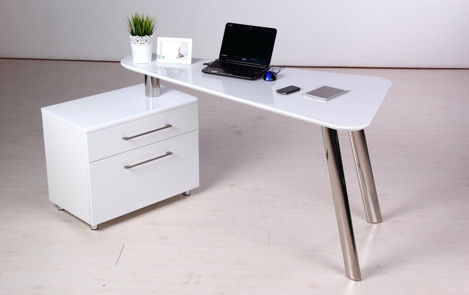 Белый глянцевый письменный стол