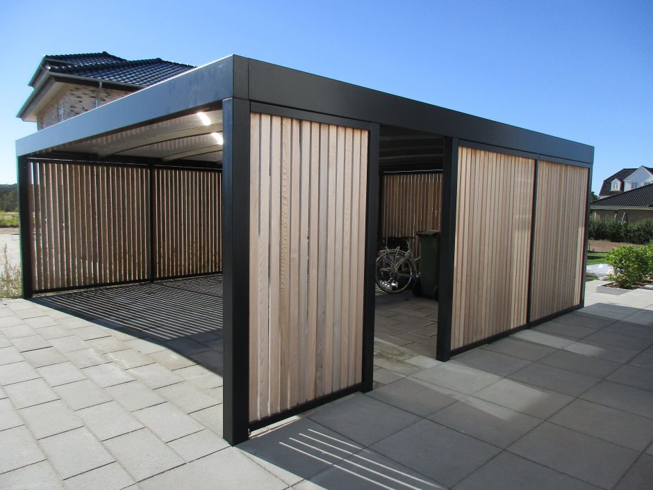 Навес для авто с плоской крышей