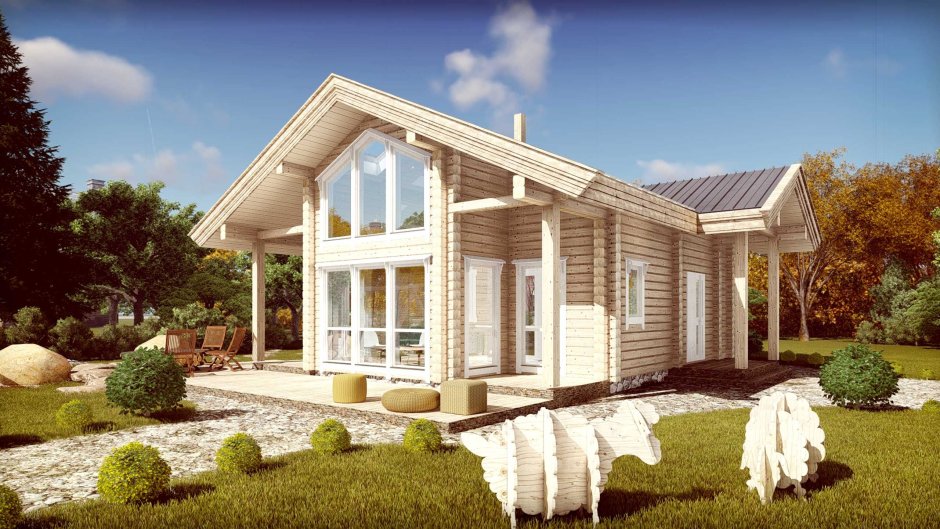 Белый дом из клееного бруса проэкт