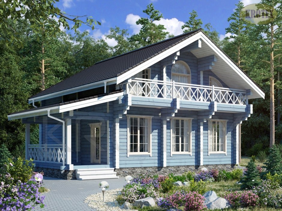 Голубой дом из бруса