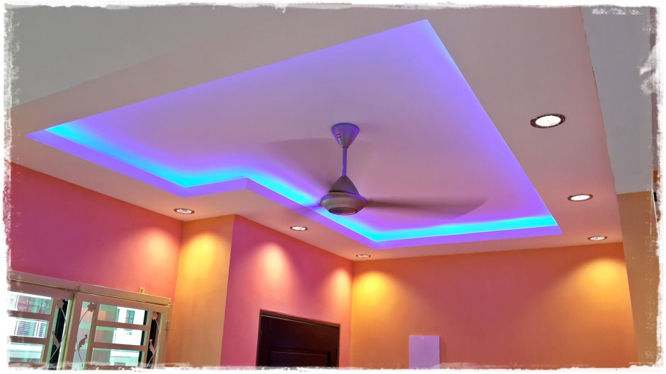 Двухуровневый потолок со светодиодной подсветкой
