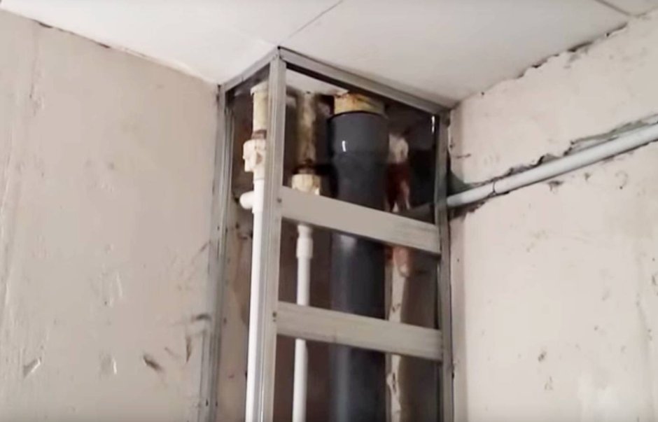 Монтаж короба для труб в ванной