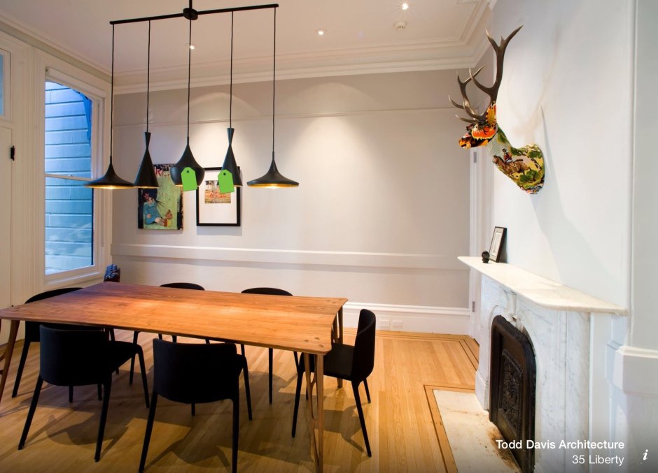 Подвесные светильники над столом