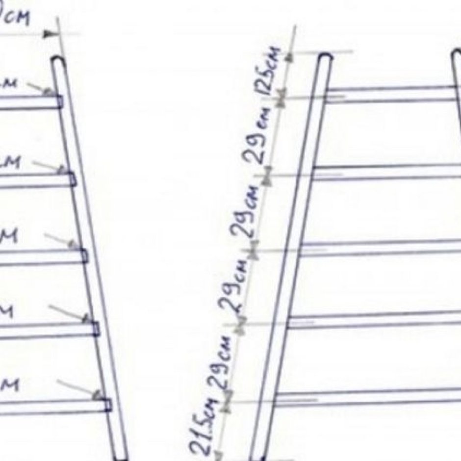 Лестница для шиферной крыши чертеж