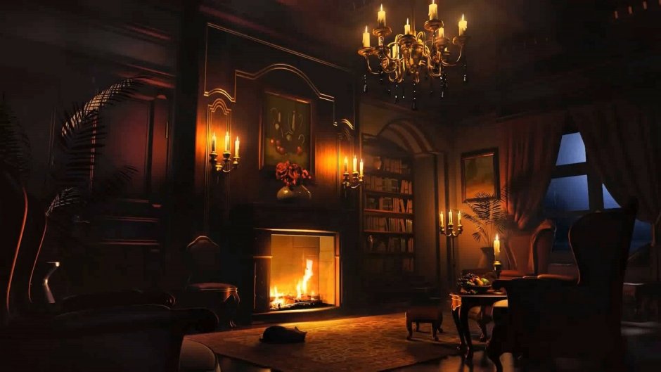 Уютная комната с камином