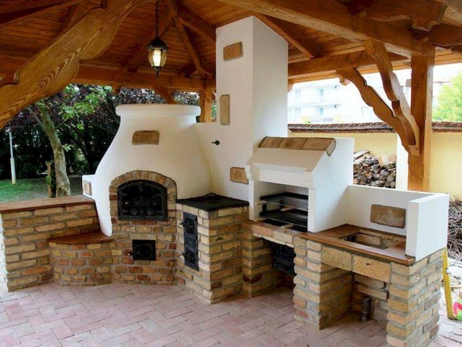 Беседка с помпейской печью и мангалом